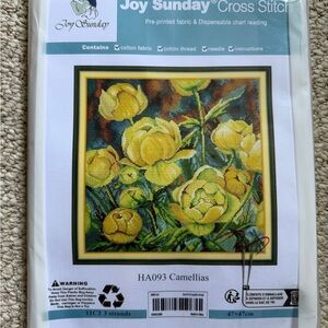 Joy Sunday- Yellow Floral Camellias  Cross Stitch Kit HA093